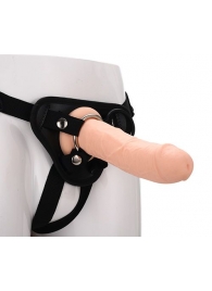 Черные трусики с телесной насадкой STRAP ON REAL DILDO - 21 см. - Dream Toys - купить с доставкой в Первоуральске