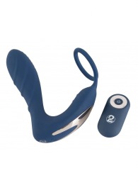 Синий вибростимулятор простаты с кольцом - 14,5 см. - Orion - в Первоуральске купить с доставкой