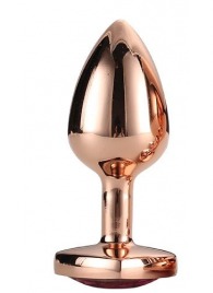 Золотистая анальная втулка с кристаллом-сердечком розового цвета - 7,1 см. - Dream Toys - купить с доставкой в Первоуральске