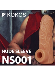 Телесная открытая насадка-реалистик с подхватом мошонки Nude Sleeve M - 12 см. - KOKOS - в Первоуральске купить с доставкой