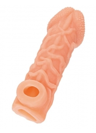 Телесная закрытая насадка с венками Cock Sleeve Size S - 13,8 см. - KOKOS - в Первоуральске купить с доставкой