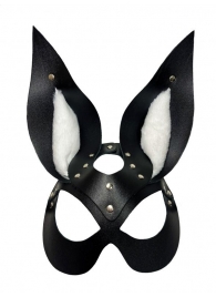 Черная маска зайки с белым мехом на ушках Miss Bunny - БДСМ Арсенал - купить с доставкой в Первоуральске