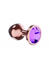 Пробка цвета розового золота с фиолетовым кристаллом Diamond Amethyst Shine S - 7,2 см. - Lola Games - купить с доставкой в Первоуральске