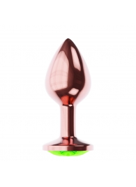Пробка цвета розового золота с лаймовым кристаллом Diamond Emerald Shine S - 7,2 см. - Lola Games - купить с доставкой в Первоуральске