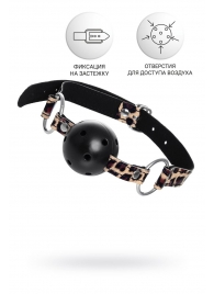 Черный кляп-шар на леопардовых ремешках Anonymo - ToyFa - купить с доставкой в Первоуральске