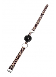 Черный кляп-шар на леопардовых ремешках Anonymo - ToyFa - купить с доставкой в Первоуральске