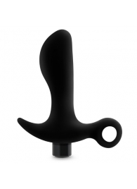 Черный анальный вибратор Silicone Vibrating Prostate Massager 01 - 10,8 см. - Blush Novelties - в Первоуральске купить с доставкой