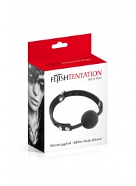 Черный силиконовый кляп-шарик на ремешках - Fetish Tentation - купить с доставкой в Первоуральске