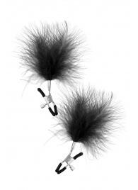 Зажимы на соски с черными пуховыми кисточками Sweet Caress Feather Nipple Clumps - Sweet Caress - купить с доставкой в Первоуральске