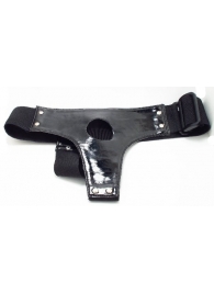 Чёрные лаковые трусики для страпона - БДСМ Арсенал - купить с доставкой в Первоуральске