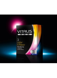 Цветные ароматизированные презервативы VITALIS PREMIUM color   flavor - 3 шт. - Vitalis - купить с доставкой в Первоуральске