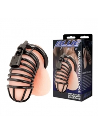 Черная металлическая клетка с замком Deluxe Chastity Cage - BlueLine - купить с доставкой в Первоуральске