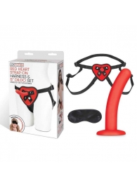 Красный поясной фаллоимитатор Red Heart Strap on Harness   5in Dildo Set - 12,25 см. - Lux Fetish - купить с доставкой в Первоуральске