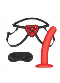 Красный поясной фаллоимитатор Red Heart Strap on Harness   5in Dildo Set - 12,25 см. - Lux Fetish - купить с доставкой в Первоуральске