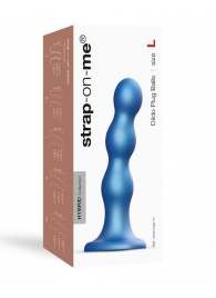 Голубая насадка Strap-On-Me Dildo Plug Balls size L - Strap-on-me - купить с доставкой в Первоуральске