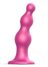 Розовая насадка Strap-On-Me Dildo Plug Beads size L - Strap-on-me - купить с доставкой в Первоуральске