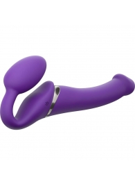 Фиолетовый безремневой вибрострапон Vibrating Bendable Strap-On - size L - Strap-on-me - купить с доставкой в Первоуральске