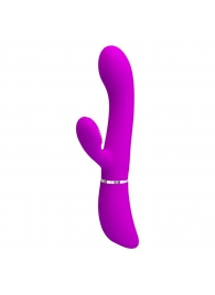 Лиловый вибратор-кролик с подвижной клиторальной щеточкой Clitoris Vibrator - 20,8 см. - Baile