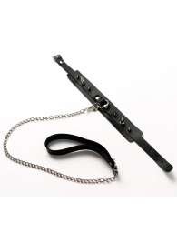 Черный ошейник с шипами и поводком - Crazy Handmade - купить с доставкой в Первоуральске