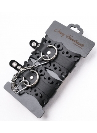 Ажурные наручники из черной кожи - Crazy Handmade - купить с доставкой в Первоуральске