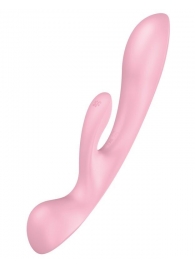 Розовый двусторонний вибратор-кролик Triple Oh - Satisfyer