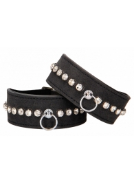 Черные наручники Diamond Studded Wrist Cuffs - Shots Media BV - купить с доставкой в Первоуральске