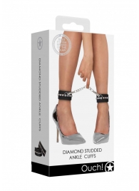 Черные поножи Diamond Studded Ankle Cuffs - Shots Media BV - купить с доставкой в Первоуральске