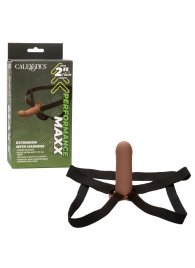 Коричневый фаллопротез из силикона Extension with Harness - 15,75 см. - California Exotic Novelties - купить с доставкой в Первоуральске