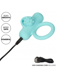 Аквамариновое эрекционное виброкольцо Silicone Rechargeable Nubby Lover’s Delight - California Exotic Novelties - в Первоуральске купить с доставкой