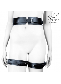 Черный кожаный пояс с гартерами - L-XL - Notabu - купить с доставкой в Первоуральске