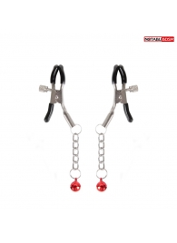 Серебристые зажимы на соски с шариками на цепочках - Notabu - купить с доставкой в Первоуральске