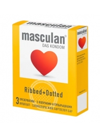 Презервативы с колечками и пупырышками Masculan Ribbed+Dotted - 3 шт. - Masculan - купить с доставкой в Первоуральске