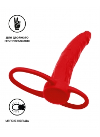Красная насадка на пенис для двойного проникновения Black Red - 16,5 см. - ToyFa - купить с доставкой в Первоуральске