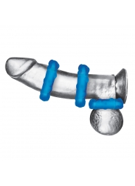 Комплект из трех голубых эрекционных колец 3-Pack Ribbed Rider Cock Ring Set - BlueLine - в Первоуральске купить с доставкой