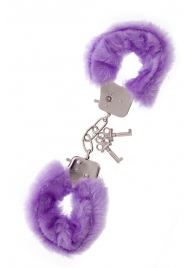 Фиолетовые меховые наручники METAL HANDCUFF WITH PLUSH LAVENDER - Dream Toys - купить с доставкой в Первоуральске