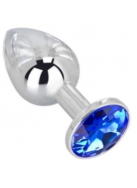 Анальное украшение BUTT PLUG  Small с синим кристаллом - 7 см. - Anal Jewelry Plug - купить с доставкой в Первоуральске