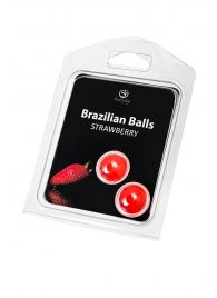 Набор из 2 шариков с массажным маслом Brazilian Balls с ароматом клубники - Secret Play - купить с доставкой в Первоуральске