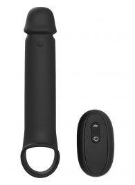 Черная насадка-удлинитель с вибрацией Vibrating Extender With Remote - Dream Toys - в Первоуральске купить с доставкой