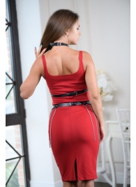 Черно-серебристая портупея-юбка plus size с цепочками - БДСМ Арсенал - купить с доставкой в Первоуральске