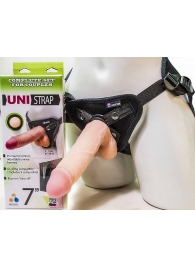 Страпон-унисекс с двумя насадками UNI strap 7  Harness - 19 и 16 см. - LOVETOY (А-Полимер) - купить с доставкой в Первоуральске