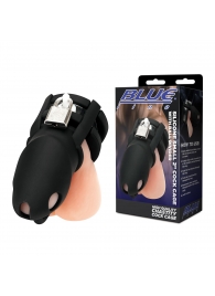 Черная клетка для пениса Silicone Small 2 in Cock Cage With Ball Divider - BlueLine - купить с доставкой в Первоуральске