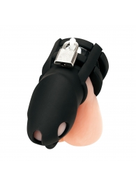 Черная клетка для пениса Silicone Small 2 in Cock Cage With Ball Divider - BlueLine - купить с доставкой в Первоуральске