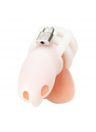 Белая клетка для пениса Silicone Small 2 in Cock Cage With Ball Divider - BlueLine - купить с доставкой в Первоуральске
