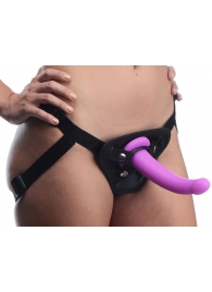 Лиловый поясной страпон Navigator Silicone G-Spot Dildo with Harness - 17,8 см. - XR Brands - купить с доставкой в Первоуральске