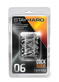 Прозрачная насадка с объёмными чёрточками STAY HARD COCK SLEEVE 06 CLEAR - Blush Novelties - в Первоуральске купить с доставкой