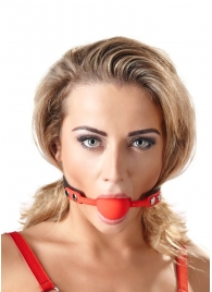 Силиконовый кляп-шар на чёрных ремешках Red Gag silicone - Orion - купить с доставкой в Первоуральске