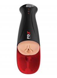 Телесный мастурбатор-вагина в черной колбе с вибрацией Fuck-O-Matic Pro XL - Pipedream - в Первоуральске купить с доставкой