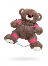 Бондажный набор: бурый мишка с розовыми оковами и наручниками - Pecado - купить с доставкой в Первоуральске