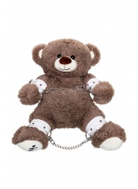 Бондажный набор: бурый мишка с белыми оковами и наручниками - Pecado - купить с доставкой в Первоуральске