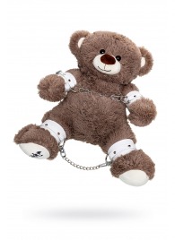 Бондажный набор: бурый мишка с белыми оковами и наручниками - Pecado - купить с доставкой в Первоуральске